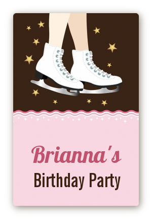 Ice Skating - Custom Large Rectangle Birthday Party Sticker/Labels