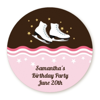 Ice Skating - Round Personalized Birthday Party Sticker Labels