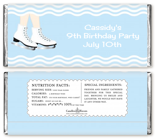 Ice Skating with Snowflakes - Personalized Birthday Party Candy Bar Wrappers