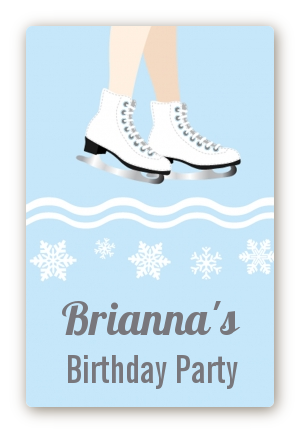 Ice Skating with Snowflakes - Custom Large Rectangle Birthday Party Sticker/Labels