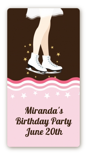 Ice Skating - Custom Rectangle Birthday Party Sticker/Labels