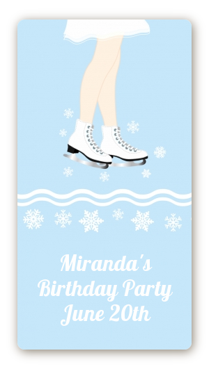 Ice Skating with Snowflakes - Custom Rectangle Birthday Party Sticker/Labels