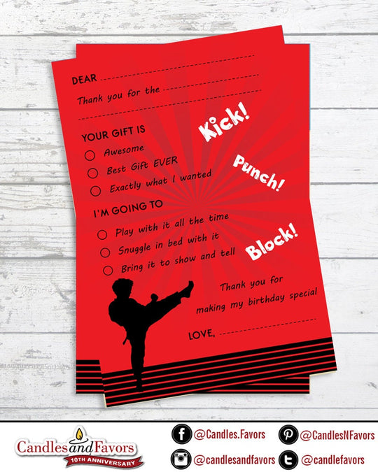 Karate Kid - Fill In The Blank Birthday Party Thank You Card  - Professionally printed *or* DIY printable PDF