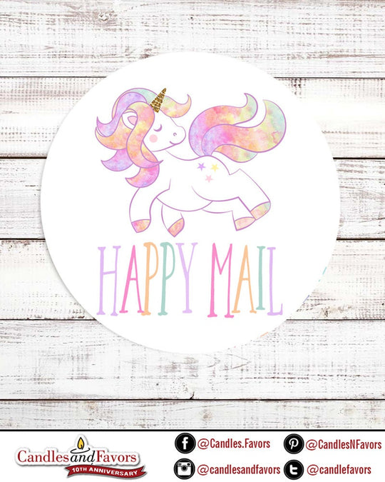 Unicorn Happy Mail - Unicorn Happy Mail Stickers - Unicorn Happy Mail Labels - Happy Mail Unicorn Labels - Personalized Packaging Stickers