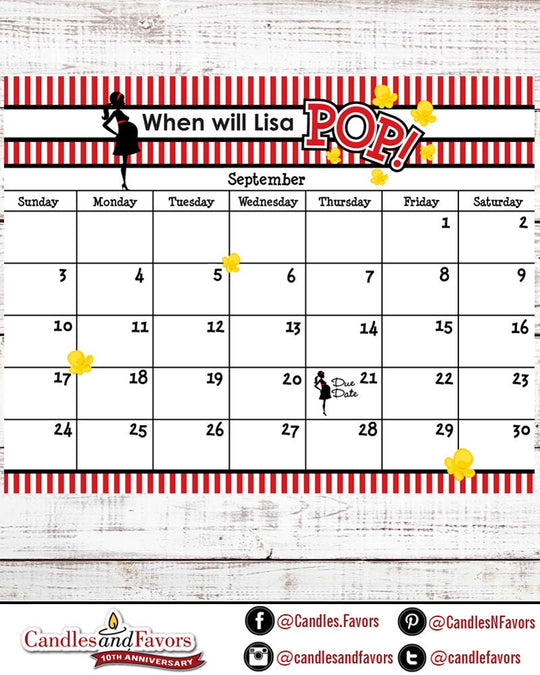 When will She POP / Ready To Pop Calendar Prediction / Baby Due Date Calendar / Birthday Predictions / Ready To Pop Baby Shower Calendar