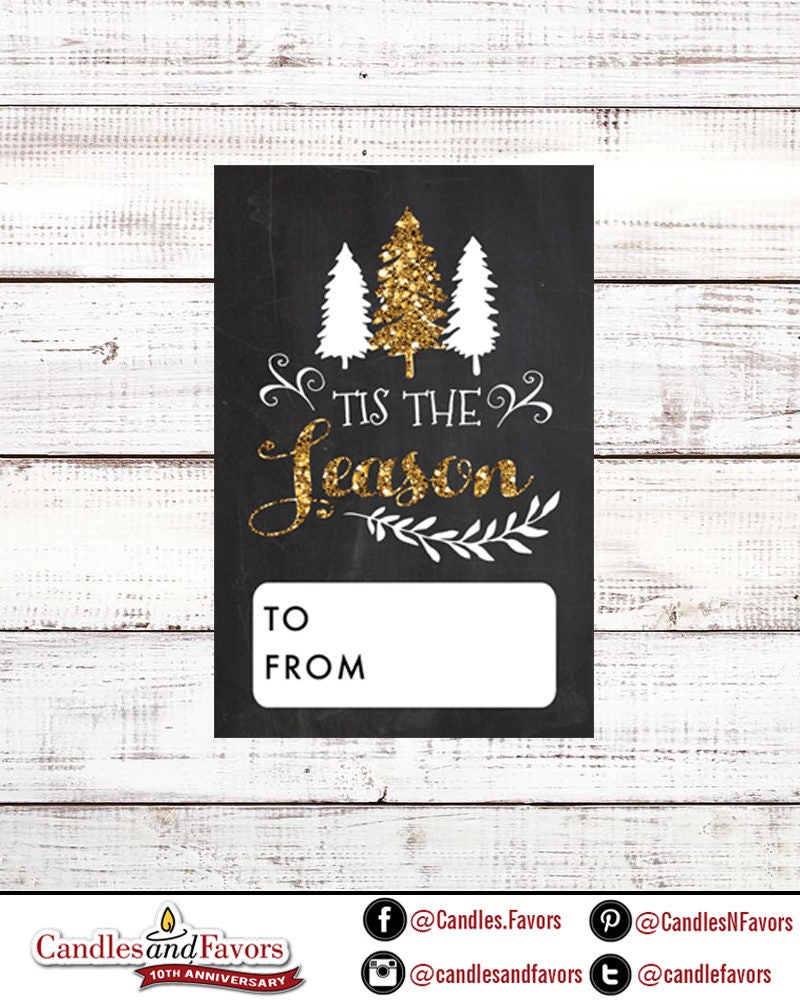 Merry Christmas Gold Glitter Stickers - Personalized Peace Joy Christmas Sticker Labels - Deer Glitter Stickers - Christmas Gift Tag