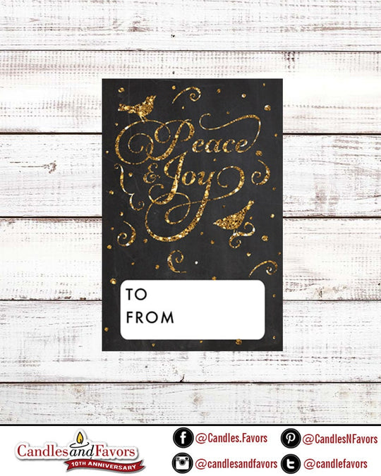 Merry Christmas Gold Glitter Stickers - Personalized Peace Joy Christmas Sticker Labels - Deer Glitter Stickers - Christmas Gift Tag