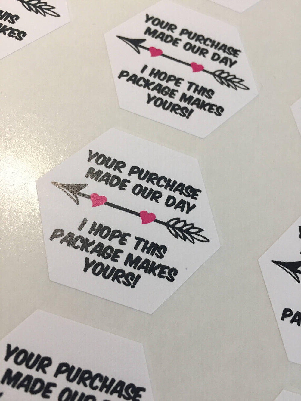 Your Purchase Made My Day - Small Business Packaging - Thank You Labels - Happy Mail Stickers - Thank You Stickers - 24 Hexagon Shape Labels