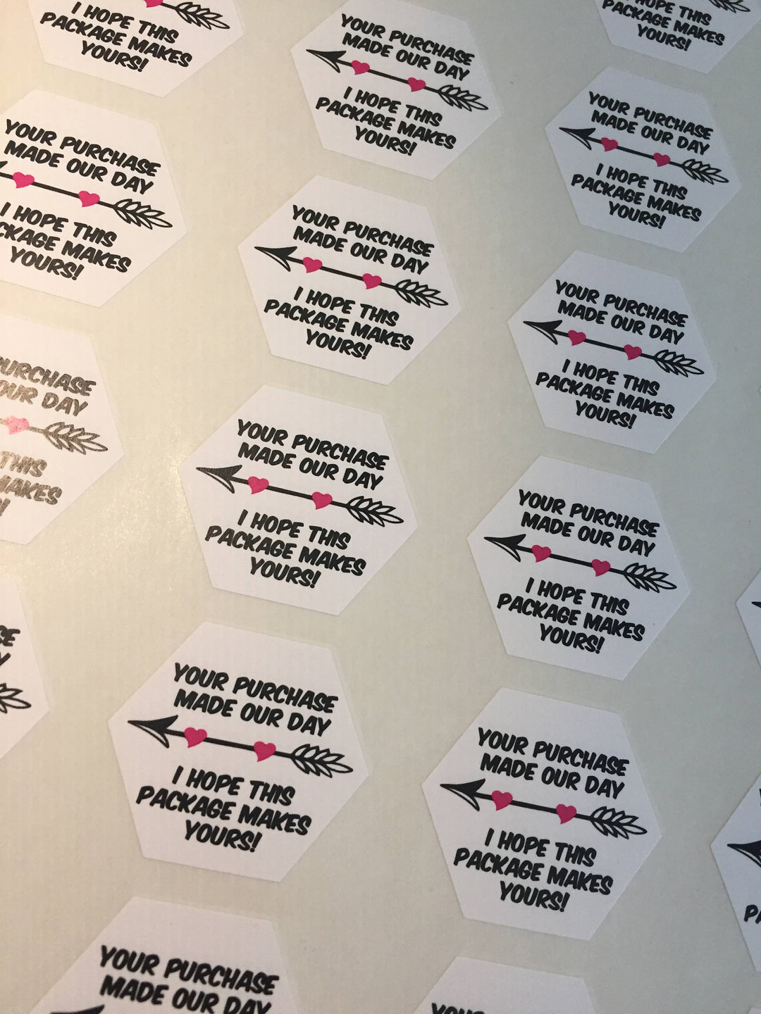 Your Purchase Made My Day - Small Business Packaging - Thank You Labels - Happy Mail Stickers - Thank You Stickers - 24 Hexagon Shape Labels