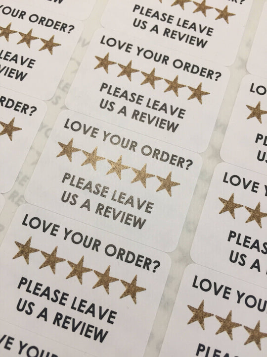 Review Stickers - Please leave a review - Etsy Review - Review Request - Purchase Review - Leave Review Sticker - Five Star - 50 Labels