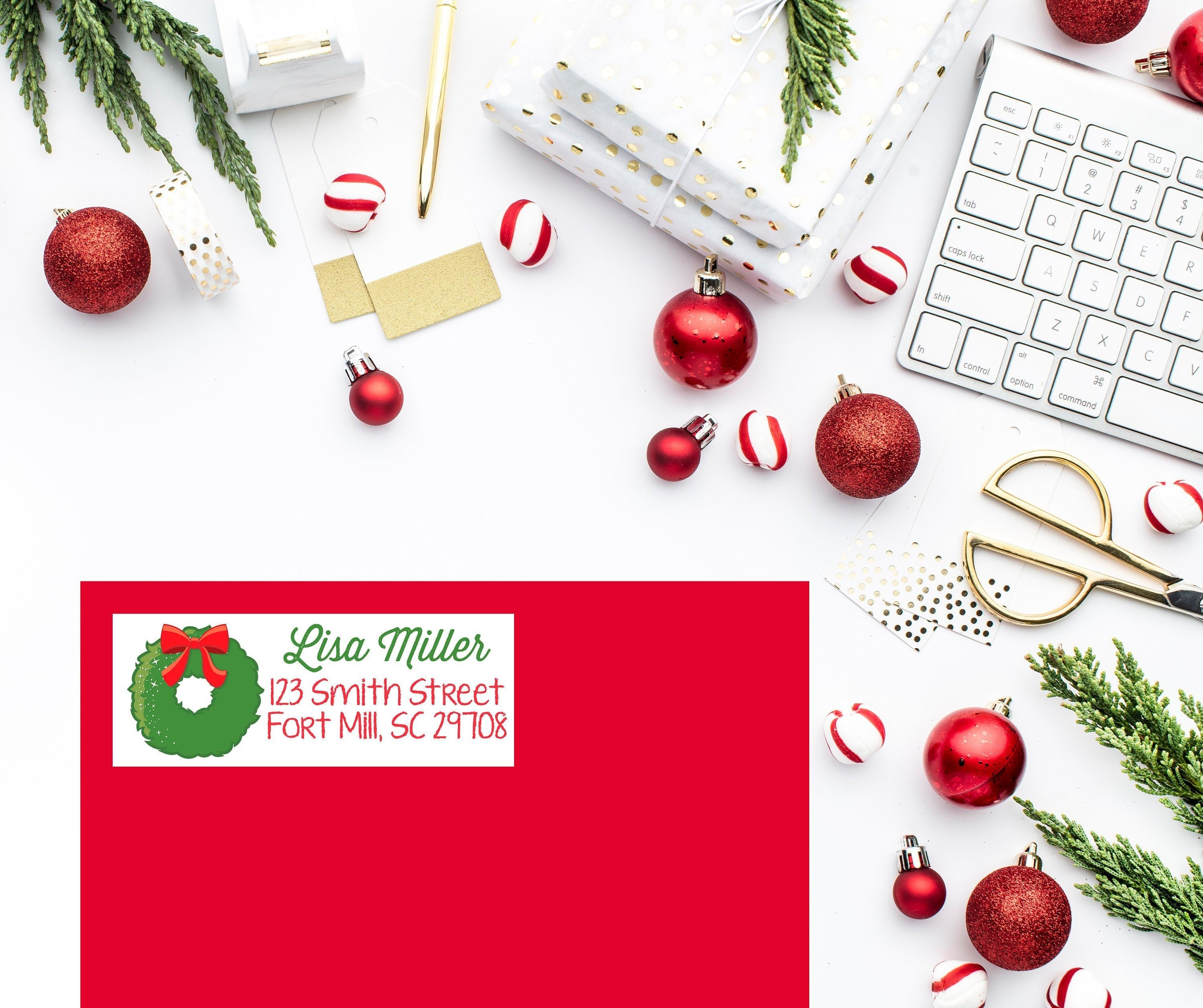 Christmas Return Address Labels, Personalized Holiday Address Stickers