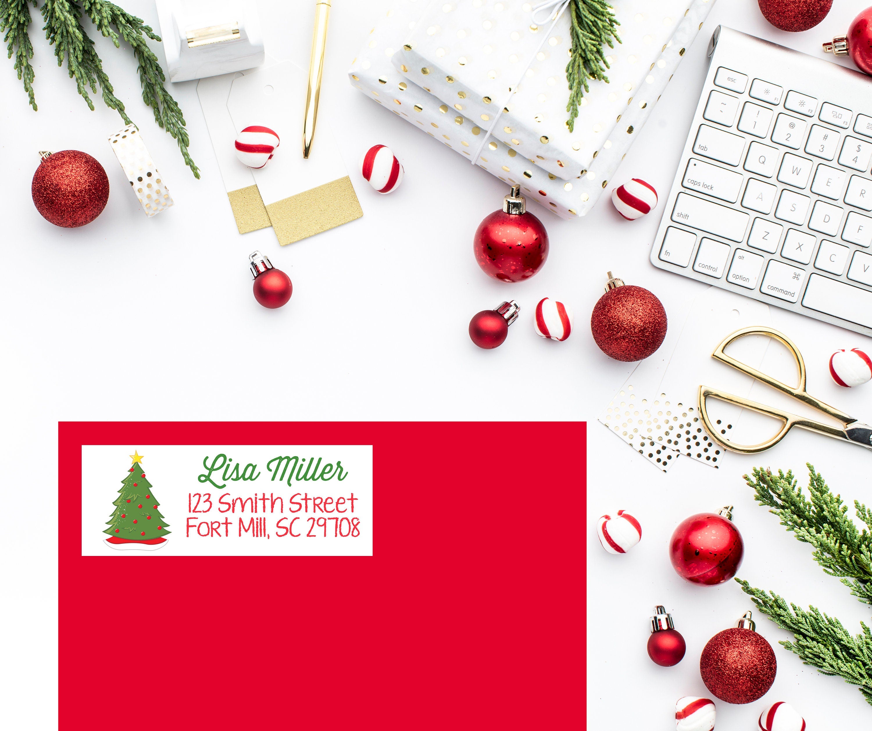 Christmas Return Address Labels, Personalized Holiday Address Stickers
