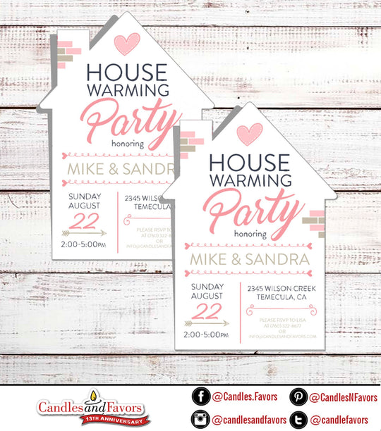 We've Moved Pink Gray Invitation  - We Moved Invitations - Custom House Shaped We Moved Invitations - Printed We Moved Cards