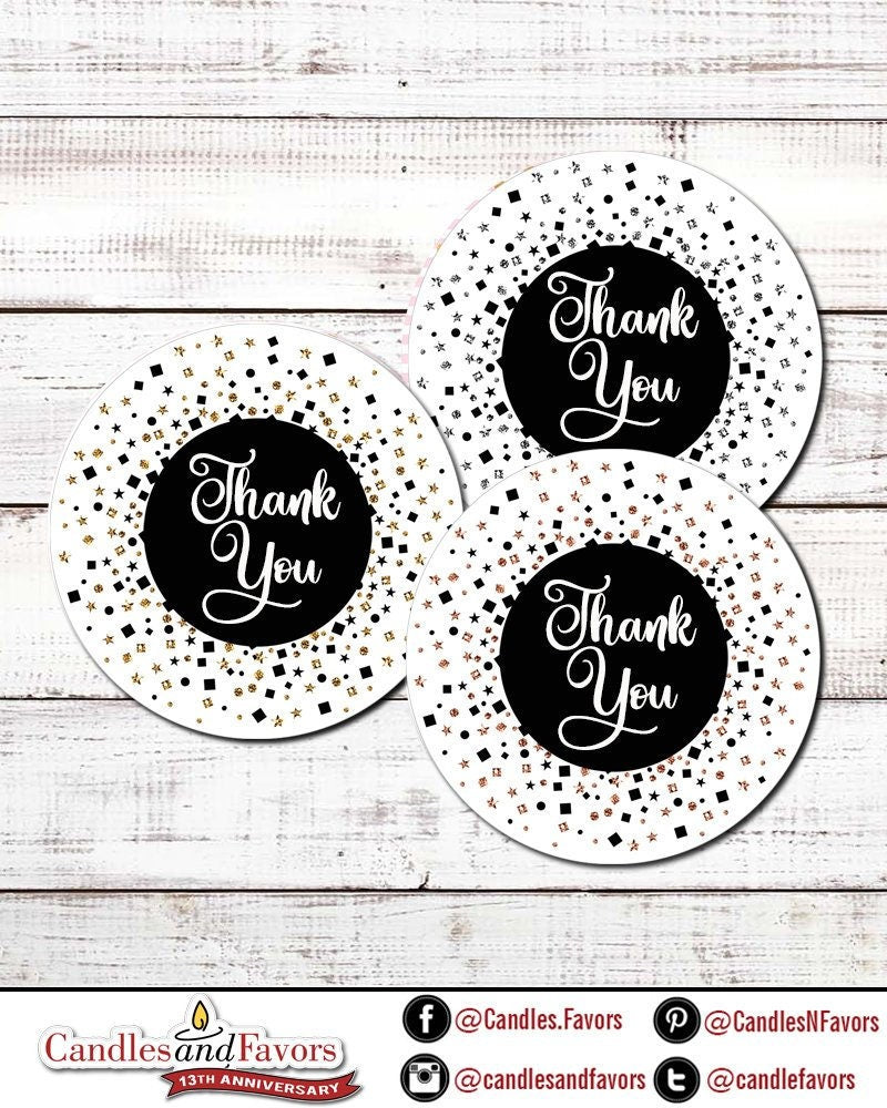 Gold Black Glitter Round Sticker Labels, Personalized Sparkle Birthday Stickers, Birthday Party Stickers, Bridal Shower Party Bag Labels