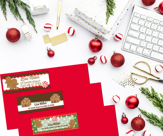 Gingerbread Return Address Labels | Holiday Return Address Sticker Labels | Christmas Return Address Labels | (Set of 27)