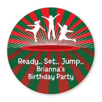 Trampoline Birthday Party Favor Stickers, Happy Birthday Labels, Custom Birthday Party Favor Labels, Round Stickers