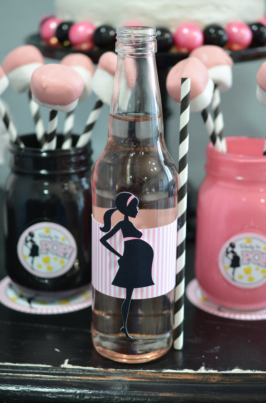 Ready To Pop Pink - Baby Shower Scratch Off Game - Ready To Pop Pink Stripes Baby Shower Game - Pack of 20 Cards
