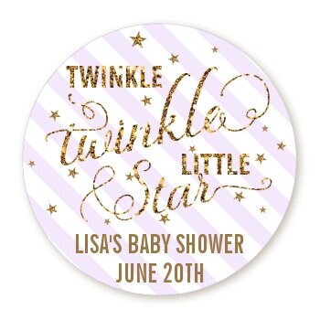 Twinkle Little Star Baby Shower Sticker Favors, Personalized Baby Sprinkle Favors Labels, Baby Shower Gold Glitter Favor Ideas