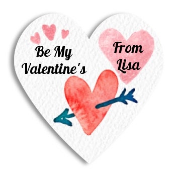 Happy Valentine's Day Stickers - Personalized Heart Shape Valentine Sticker Labels - Available in 2 Different Sizes