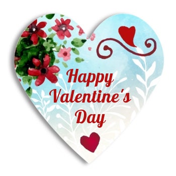 Happy Valentine's Day Stickers - Personalized Heart Shape Valentine Sticker Labels - Available in 2 Different Sizes
