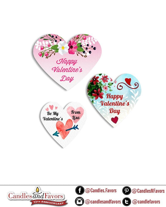Happy Valentine's Day Stickers - Personalized Heart Shape Valentine Sticker Labels - Available in 2 Different Sizes