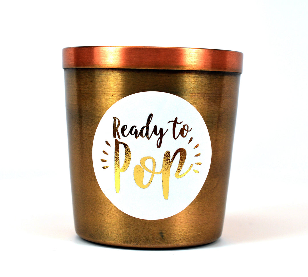 Ready To Pop Personalized Round Baby Shower Gold Sticker Labels - Round Gold Foil Stickers Ready To Pop Gold Round Sticker Labels