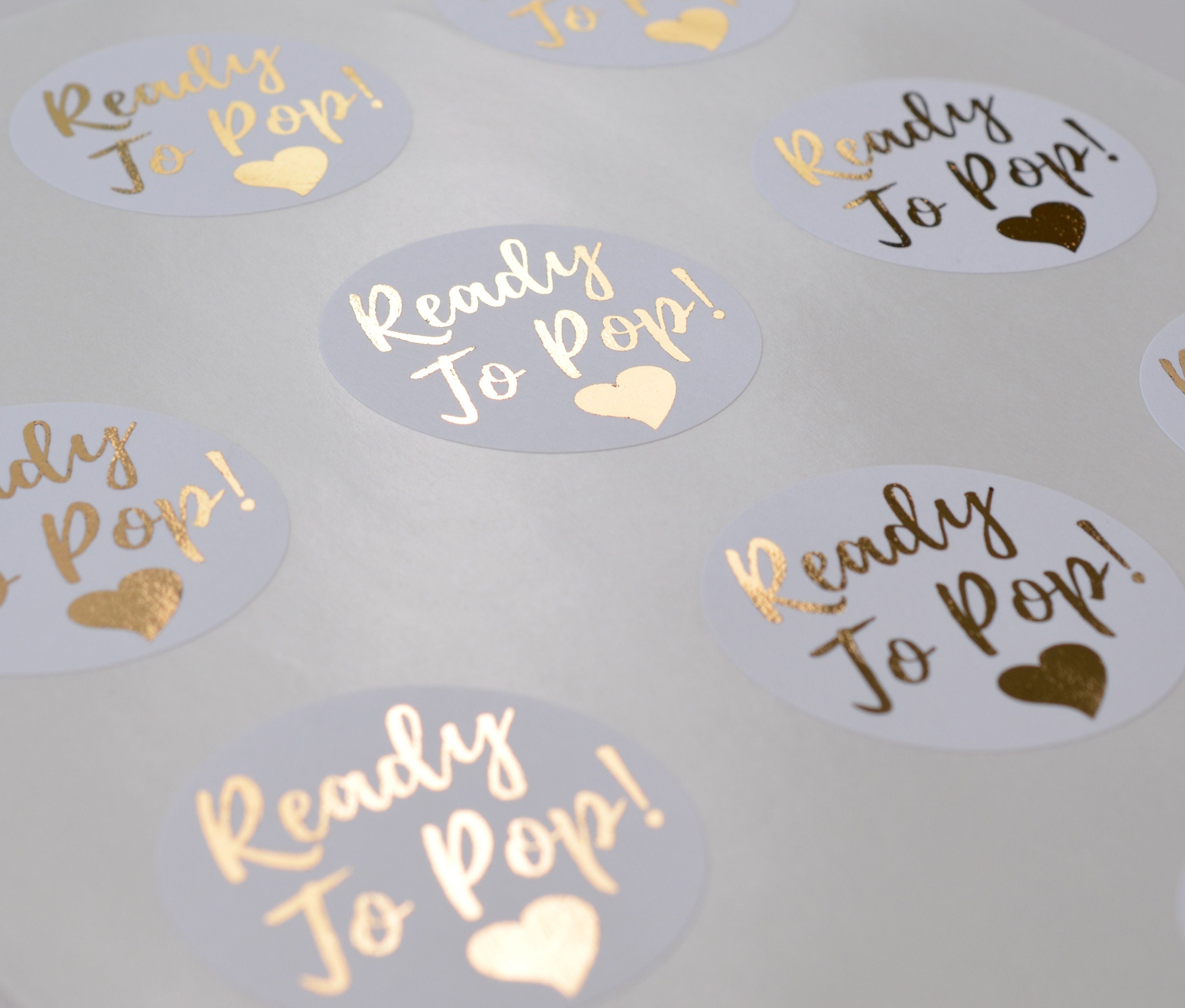 Personalized Ready To Pop Gold Foil Baby Shower Stickers