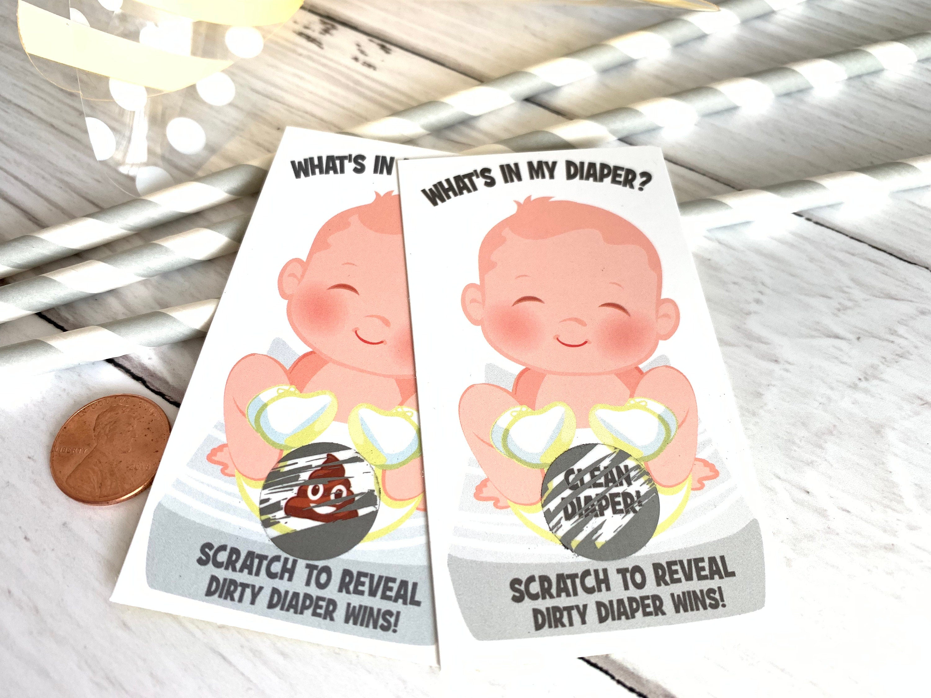 What's In My Diaper® Baby Shower Scratch Off Game| 24 Baby Shower Scratch Off Tickets | Diaper Baby Shower Scratcher | Baby Shower Game Idea