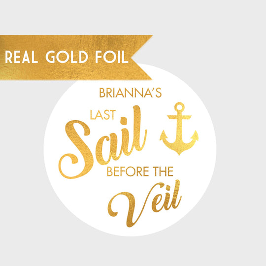 Last Sail Before the Veil Gold Foil Bridal Shower Stickers - Bridal Shower Stickers - Gold Bridal Shower Stickers-Gold Wedding Shower Labels