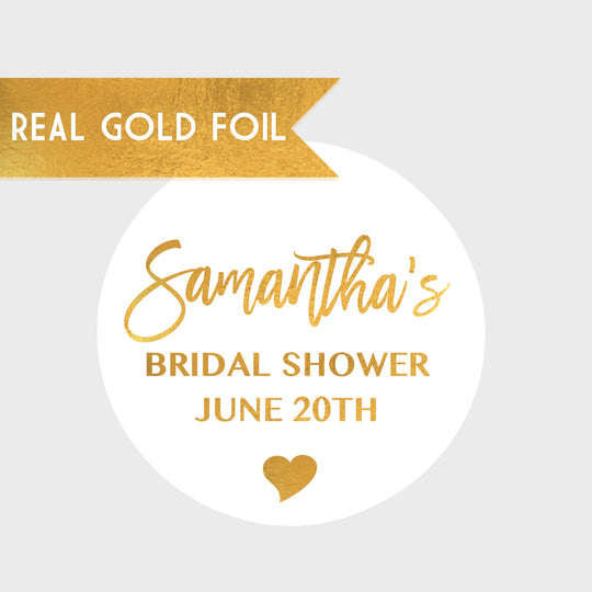 Gold Foil Bridal Shower Stickers - Bridal Shower Stickers - Gold Bridal Shower Stickers - Gold Wedding Shower Labels