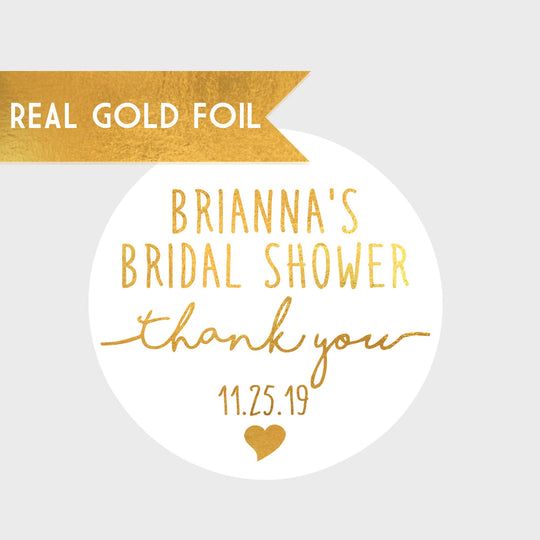 Thank You Gold Foil Bridal Shower Stickers - Bridal Shower Stickers - Gold Bridal Shower Stickers - Gold Wedding Shower Labels