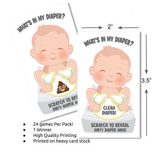 What's In My Diaper® Baby Shower Scratch Off Game| 24 Baby Shower Scratch Off Tickets | Diaper Baby Shower Scratcher | Baby Shower Game Idea