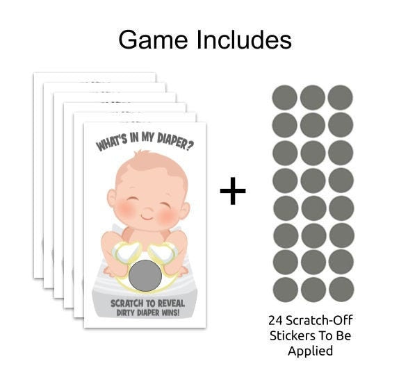 What's In My Diaper® Baby Shower Scratch Off Game | 24 Baby Shower Scratch Off Tickets | Diaper Baby Shower Scratcher | It's A Girl Game