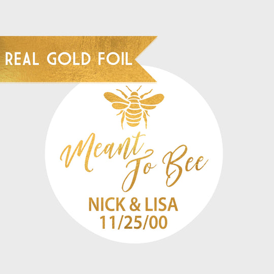 Meant To Bee Gold Foil Bridal Shower Stickers - Bridal Shower Stickers - Gold Bridal Shower Stickers - Gold Wedding Shower Labels