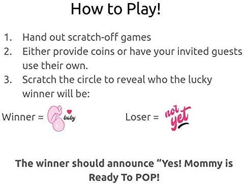 Is Mommy Ready To Pop Pink - Baby Shower Scratch Off Game - Ready To Pop Blue Baby Shower Game - Pack of 24 Cards
