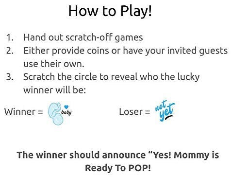 Is Mommy Ready To Pop Blue - Baby Shower Scratch Off Game - Ready To Pop Blue Baby Shower Game - Pack of 24 Cards