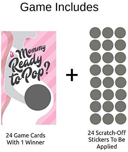 Is Mommy Ready To Pop Pink - Baby Shower Scratch Off Game - Ready To Pop Blue Baby Shower Game - Pack of 24 Cards