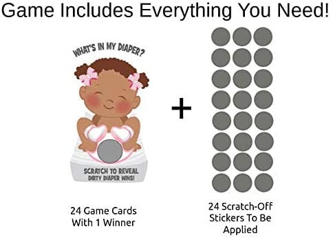 What's In My Diaper Scratch Off Game: African American Girl Baby Shower (24 Tickets)