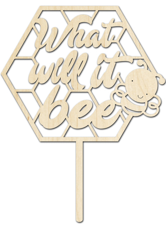 What Will It Bee Baby Shower Cake Topper | Baby Shower Cake Topper for Girl | Baby Shower Cake Topper for Boy | Maple Plywood Topper