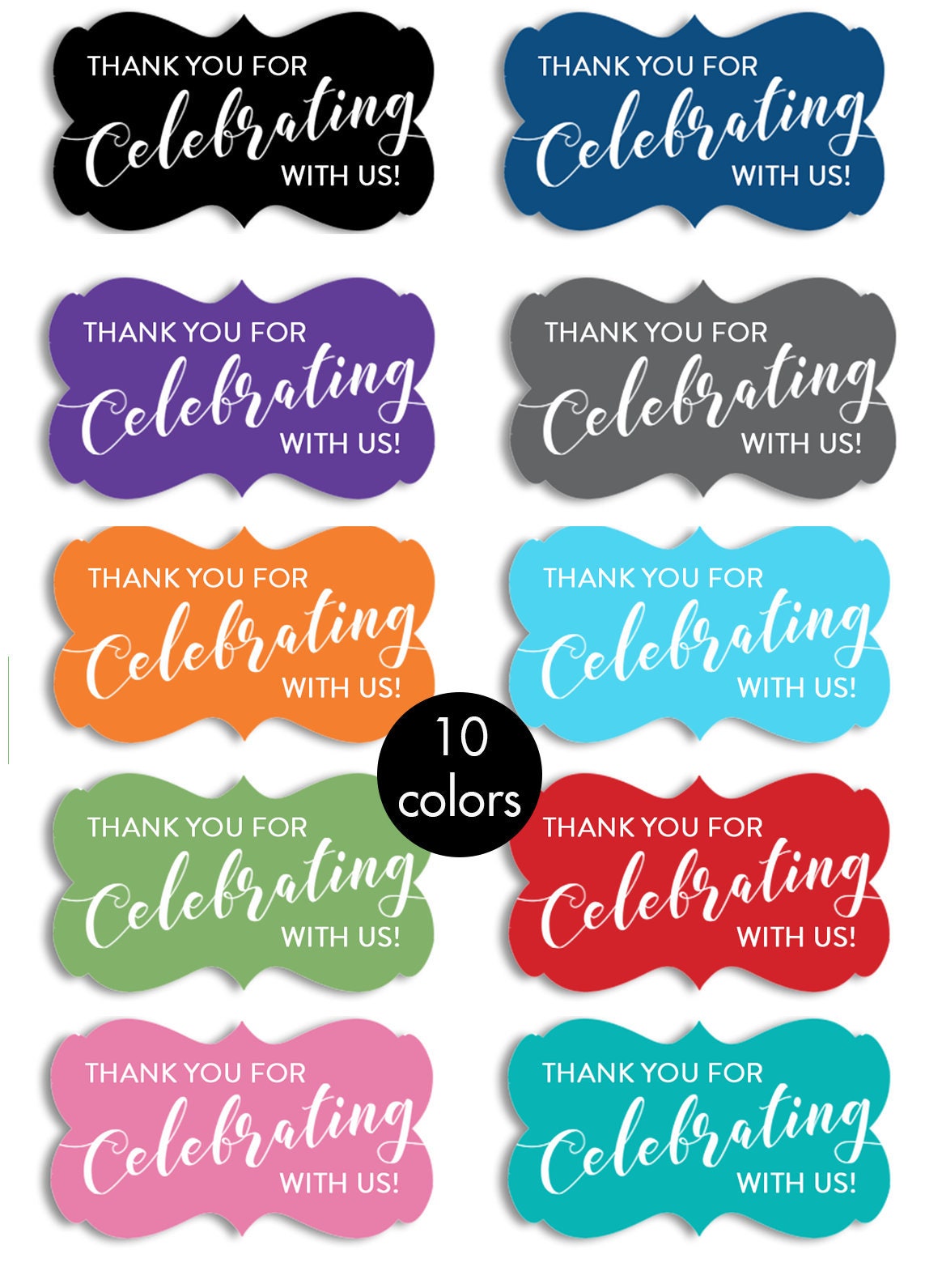 Thank You for Celebrating with Us Stickers, 36 ct,  Bridal, Wedding, Baby Shower Labels
