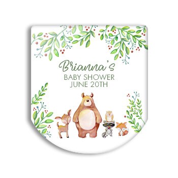 30 Woodland hand sanitizer baby shower favor labels, Rustic baby shower, Baby animal baby shower favor label, hand sanitizer favor label