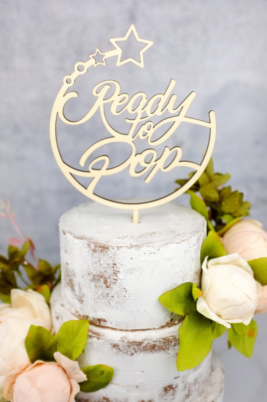 Ready To Pop Stars Baby Shower Cake Toppers | Baby Shower Cake Topper for Girl | Baby Shower Cake Topper for Boy | Maple Plywood Topper