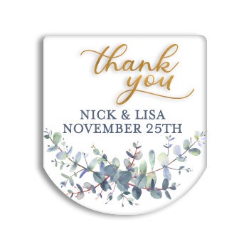 Greenery Sanitizer Thank You Stickers, Personalized Stickers for Favors, Wedding Favor Shower Favor with Eucalyptus, Bridal Shower Labels