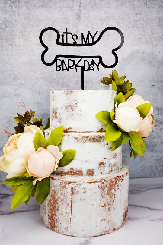 It's My Barkday Birthday Party Cake Toppers | Birthday Party Cake Decorations for Dog | Puppy Cake Topper | Maple Plywood Topper