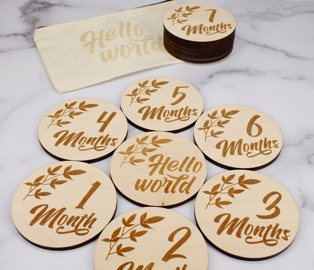 Wooden Monthly Milestone for Baby Photos | Baby Markers | Baby by the Month Photo Props | Baby Milestone Cards | Baby Gift | Milestone Block