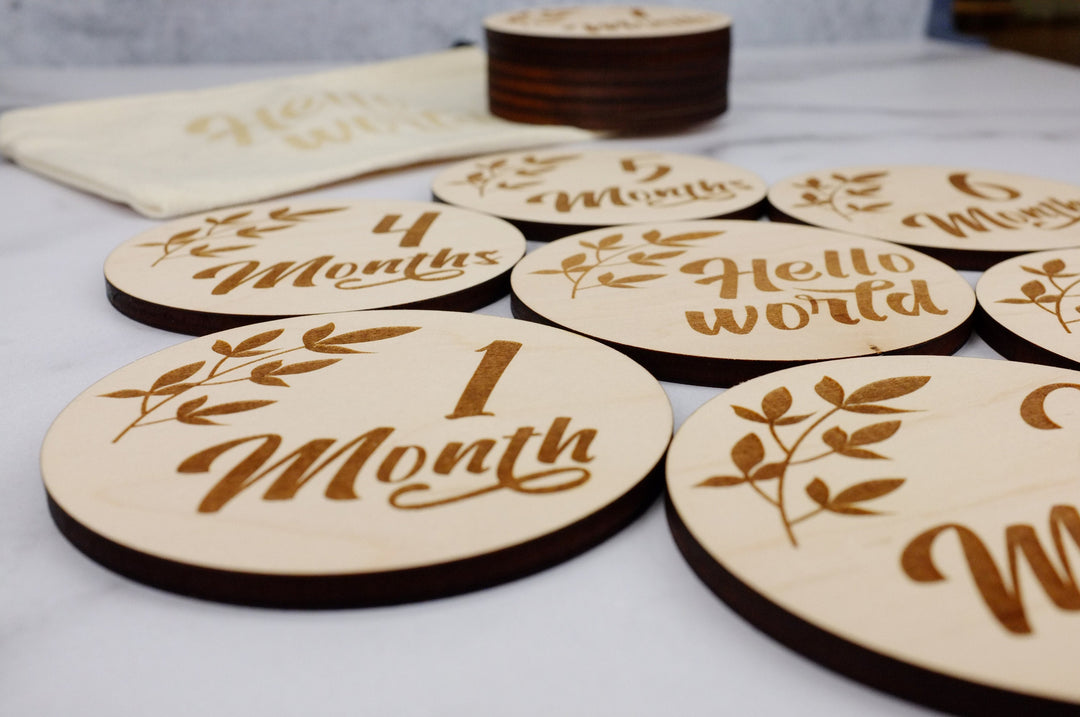 Wooden Monthly Milestone for Baby Photos | Baby Markers | Baby by the Month Photo Props | Baby Milestone Cards | Baby Gift | Milestone Block