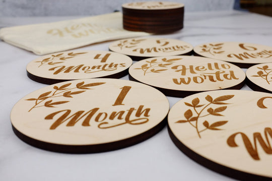 Wooden Monthly Milestone for Baby Photos | Baby Markers | Baby by the Month Photo Props | Baby Milestone Cards | Baby Gift | Milestone Block