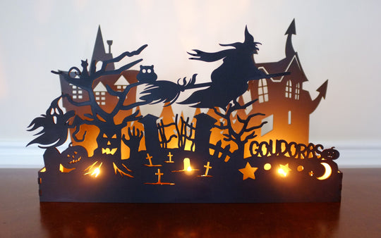 Personalized Halloween Candle Box - Halloween Centerpiece - Halloween Decor - Personalized Wood Halloween Decoration