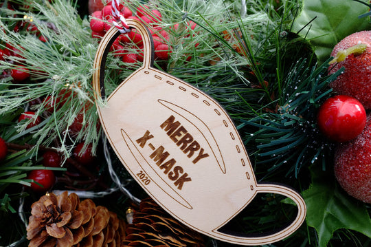 Merry X-Mask 2020 Ornament | Mask Shape Christmas Ornament | Funny 2020 Ornament | Wood Ornament