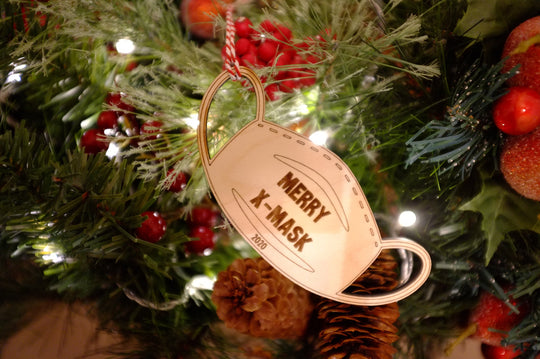 Merry X-Mask 2020 Ornament | Mask Shape Christmas Ornament | Funny 2020 Ornament | Wood Ornament